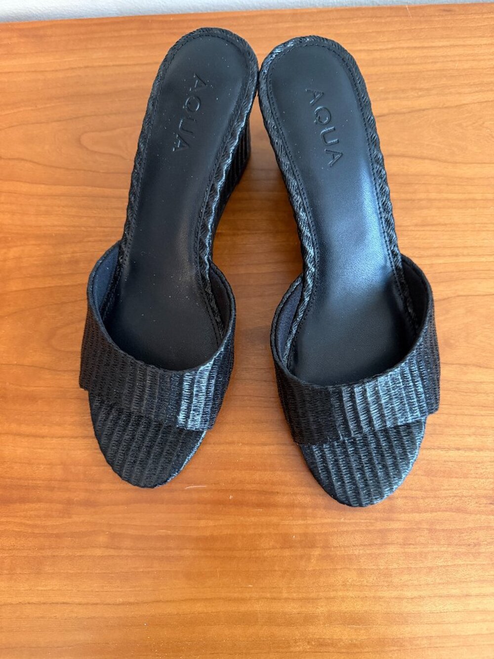 Aqua black wedge. Size 8M